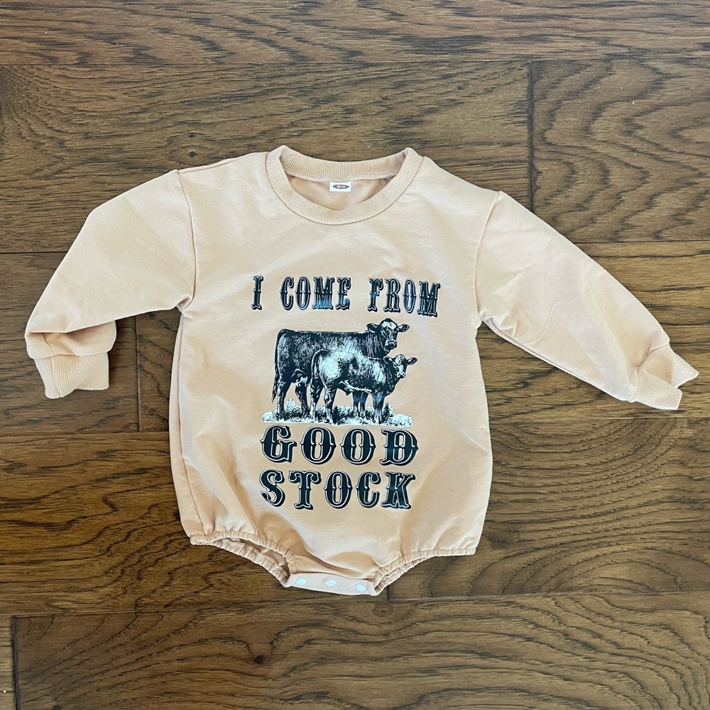 I Come From Good Stock Beige Baby Bodysuit